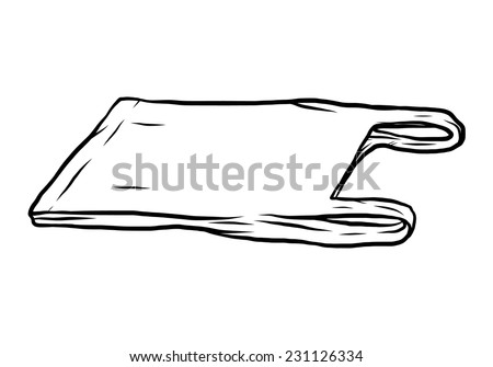 Plastic Bag / Cartoon Vector And Illustration, Black And White, Hand