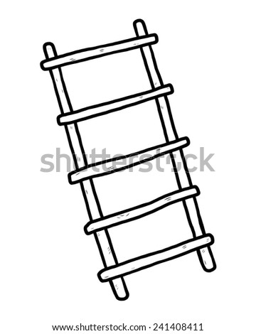 Ladder/ Cartoon Vector And Illustration, Black And White, Hand Drawn