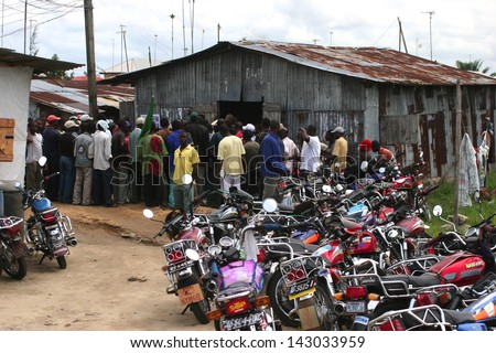 Bonny Island, Rivers State, Nigeria, April 15: A Group Of Local Workers Meet On April 15, 2006 In Bonny Island, Nigeria. Situated In The Niger Delta, The Island Hosts Various Major Oil Companies.
