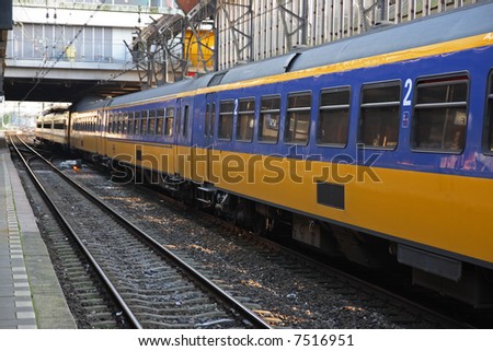 A train in a station in Holland