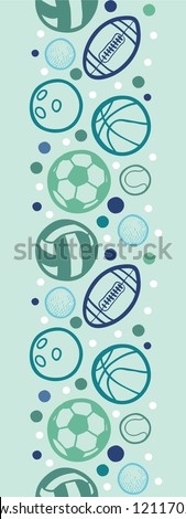 Sports balls vertical seamless pattern background border