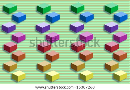 Cubes arranged in rows in an ascending order based on the color spectrum