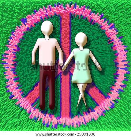 Generic figures Man and Woman in a Peace sign.