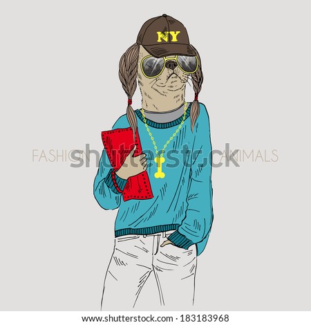 Illustration of dressed up doggy girl urban style Illustration of dressed up doggy girl urban style