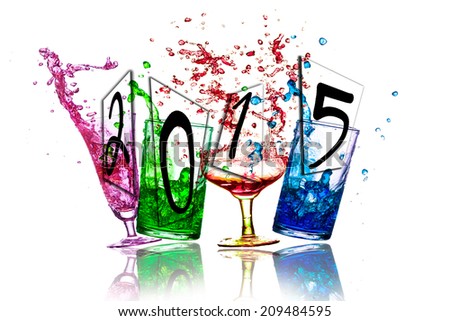 Drink colorful celebration to welcome the New Year 2015.