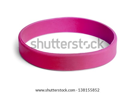 Blank rubber plastic stretch Pink bracelet isolated on white background Blank rubber plastic stretch Pink bracelet isolated on white background