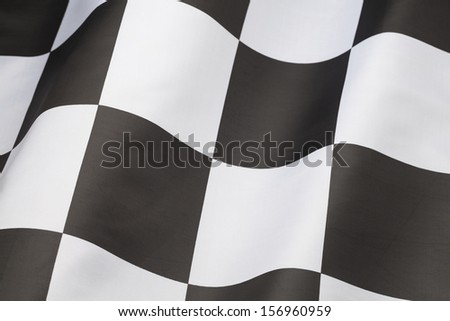 Single Checkered Flag with Wave in it Isolated on White Background.