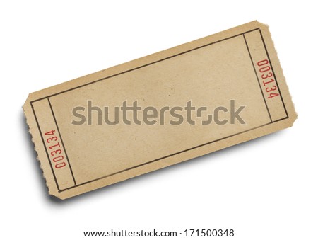 Old Ticket with Copy Space Isolated on White Background Old Ticket with Copy Space Isolated on White Background