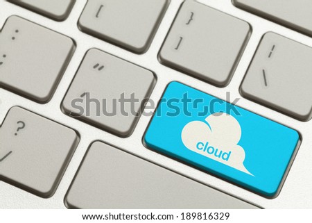 Close Up of Blue Cloud Key Button on Keyboard.