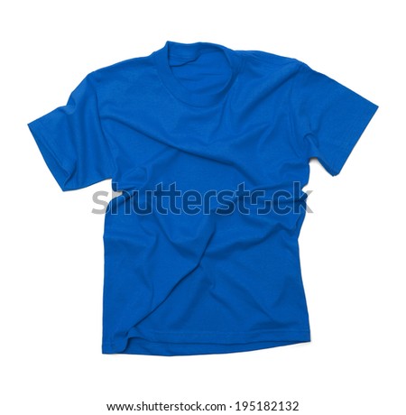 Blue Shirt with Wrinkles Isolated on White Background.