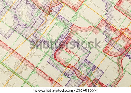 Geometric Multi Colored Zoned Topographical Map Segment.