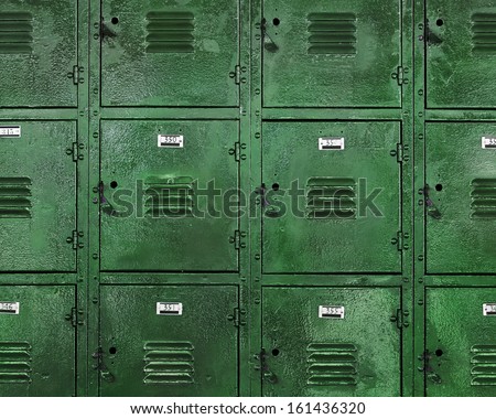 Rows Of Old Retro Green Lockers