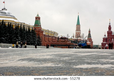 Winter snapshot of Moscow Kremlin and Mausoleum at Red Square - Moscow, Russia