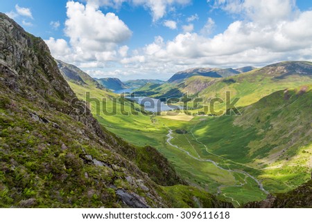Buttermere and Warnscale Bottom from Green crag, The Lake District, England