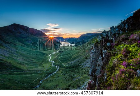 Sunset over Buttermere, The Lake District, Cumbria, England