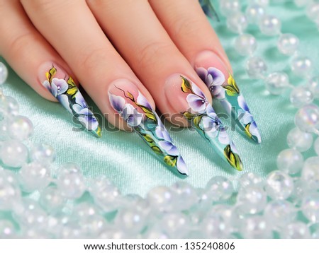 Floral design on nails.