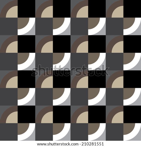The pattern of squares and quarters of a circle