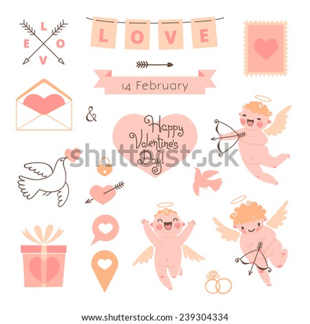Valentine's Day set of elements for design Vector illustration Valentine's Day set of elements for design Vector illustration