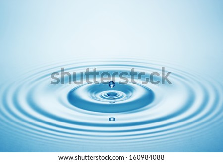 Blue water drop falling down