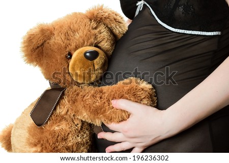 Teddy bear and belly isolated on white background
