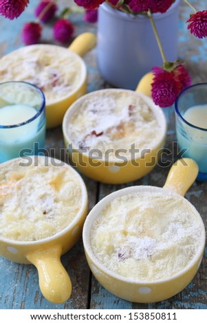 sweet rice pudding with milk in the yellow portion-forms