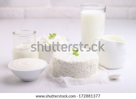 milk products: cottage cheese, sour cream, cream, milk