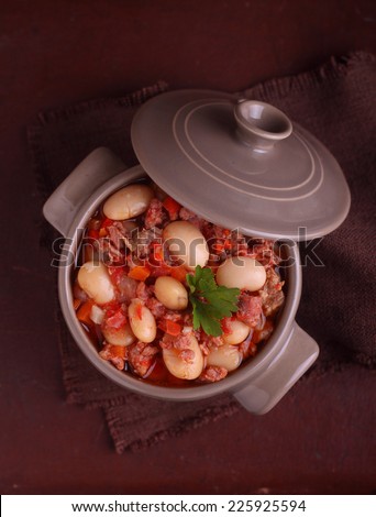 bean stew with meat and vegetables