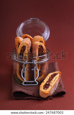 Italian biscotti cookies with nuts and chocolate