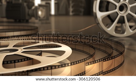 Reel with tape and cinema equipment