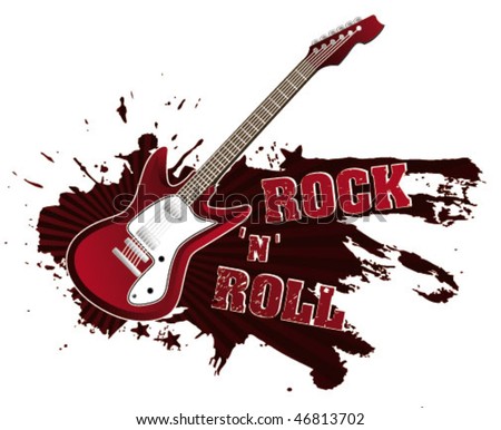 stock vector rock n roll red guitar