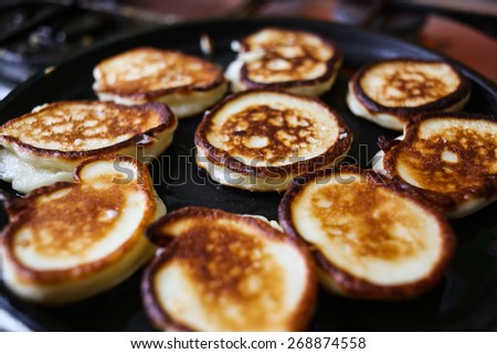 frying pan with pancakes