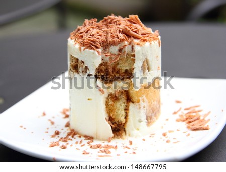 Tiramisu topped with Chocolate flake