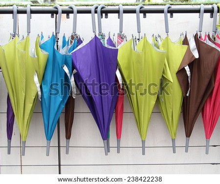 Storage of different colors umbrella