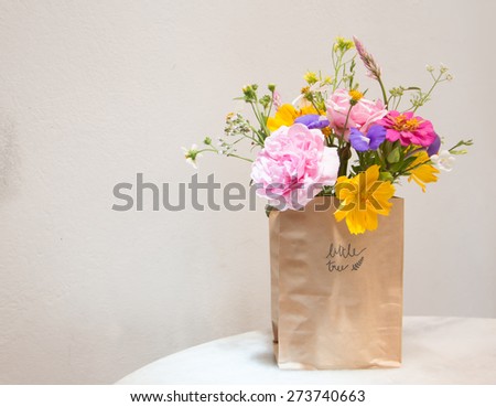 Paper bag with beautiful flowers