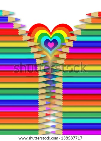 Accumulation of pencil, release rainbow heart