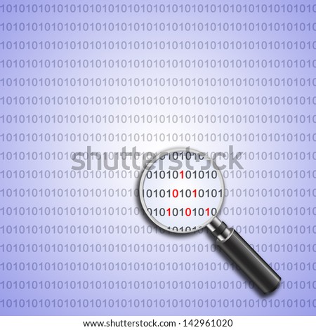 magnifying glass search on binary information