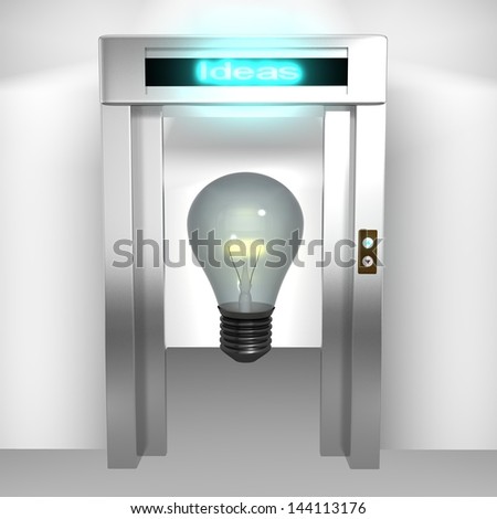 Conceptual image IDEAS with bulb isolated on white