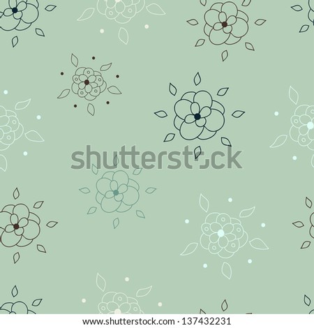 Simple Hand Drawn Pattern Background With Flowers Stock Vector