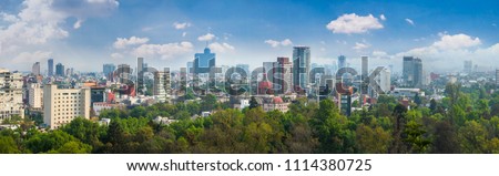 Panoramic view of Mexico city. Cityscape of Mexico city at sunny day