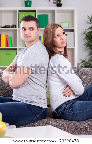 Unhappy couple with marital problems