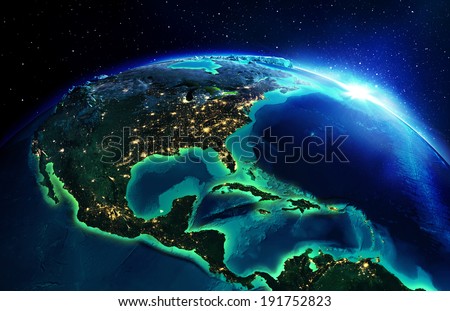 land area in North America the night - Usa, maps elements of this image furnished by NASA