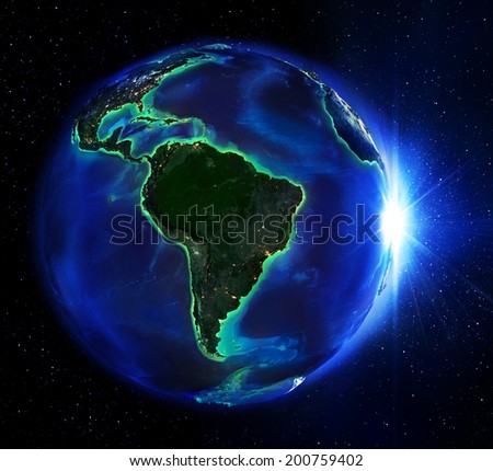 land area in south America the night - maps elements of this image furnished by NASA