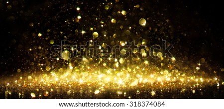 Shimmer Of Golden Glitter On Black - holiday christmas background