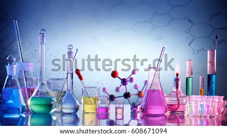 Laboratory Research -  Scientific Glassware For Chemical Background