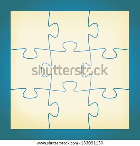 Set Of Nine Blank Isolated Puzzle Pieces / Isolated Puzzle Stock Vector