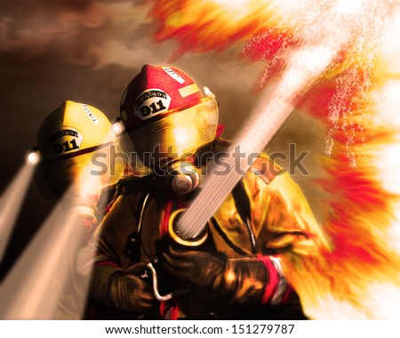 Firefighter 9/11 tribute Painting