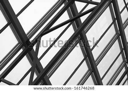Metal beam structure of a greenhouse.