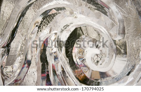 Close up of an ice carving