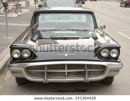 EDMONTON, AB CANADA - MAY 3, 2014: 1959 Ford Thunderbird parked on the street in Edmonton, May 3, 2014.