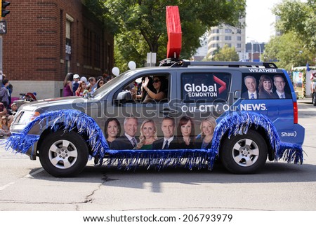 EDMONTON, AB, CANADA-July 18, 2014: A Global News vehicle as seen in the K-Days Parade on July 18th, 2014.